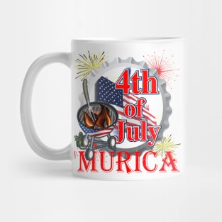 Murica 4th of July Retro Barbeque BBQ Murica 2022 Patriotic Mug